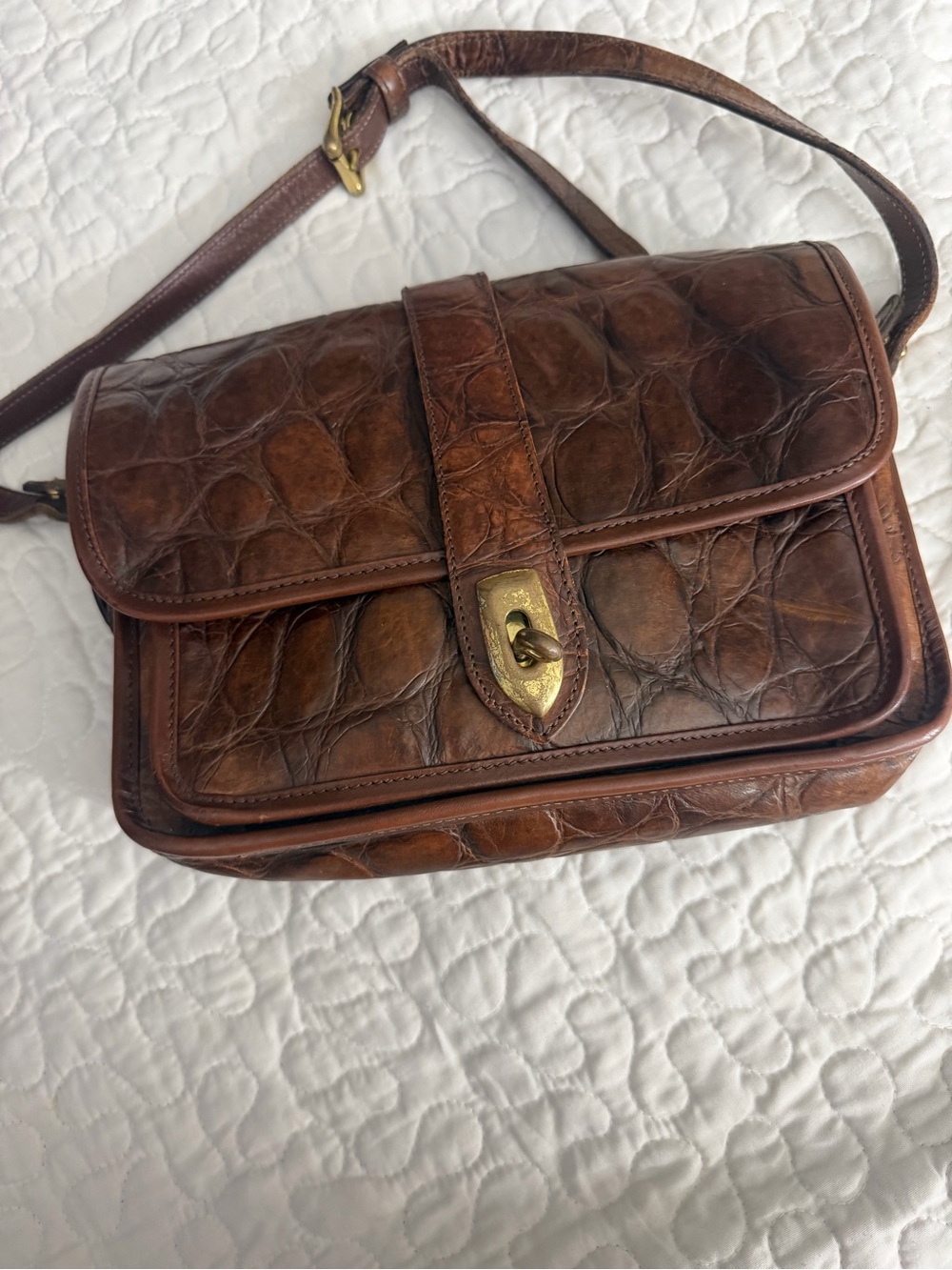 Dooney & Bourke Brown Croc-Embossed Leather Shoulder Bag